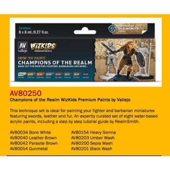 Acrylic Paint Set - Wizkids Premium #Champions of the Realm (8x 8ml/0.27fl.oz.) Acrylic Paint Set - Wizkids Premium #Champions of the Realm (8x 8ml/0.27fl.oz.)
