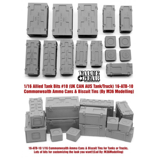 1/16 Commonwealth Aus Ammo Cans and Biscuit Tins - Allied Tank Bits #10 1/16 Commonwealth Aus Ammo Cans and Biscuit Tins - Allied Tank Bits #10