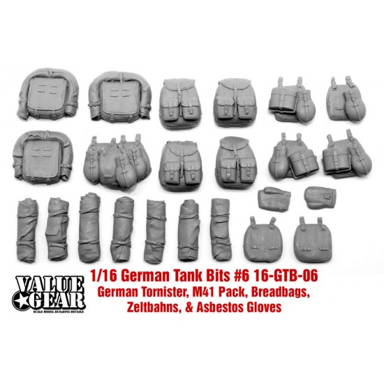 1/16 German Tank Bits #6 - M41 Packs, Bread Bags and Zelbahns 1/16 German Tank Bits #6 - M41 Packs, Bread Bags and Zelbahns