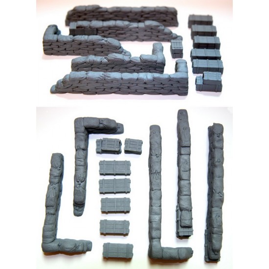 1/35 Configurable Sandbags Walls (straight) & Crates 1/35 Configurable Sandbags Walls (straight) & Crates