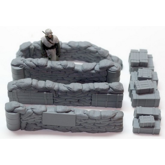 1/35 Configurable Sandbags Walls Checkpoint + Crates (figure Not included)