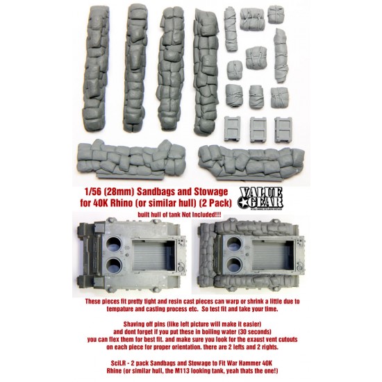28mm Scale Sandbags and Stowage for WarHammer Rhino (2 Packs) 28mm Scale Sandbags and Stowage for WarHammer Rhino (2 Packs)
