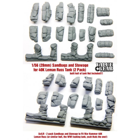 28mm Scale Sandbags and Stowage for WarHammer Leman Russ (2 Packs) 28mm Scale Sandbags and Stowage for WarHammer Leman Russ (2 Packs)