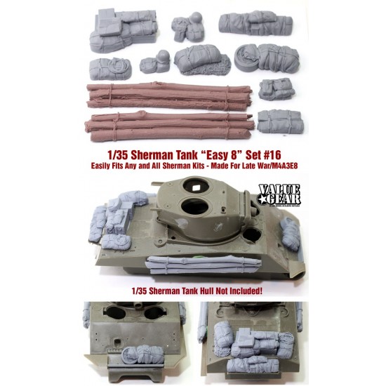 1/35 Sherman Late War/M4A3E8 Easy 8 Engine Deck, Stowage Set & Logs #16 (12pcs) 1/35 Sherman Late War/M4A3E8 Easy 8 Engine Deck, Stowage Set & Logs #16 (12pcs)