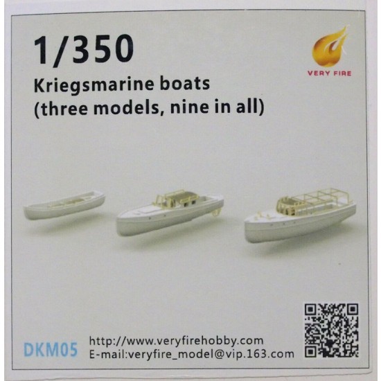 1/350 German Kriegsmarine Boats/Dinghy (9pcs in 3 types)