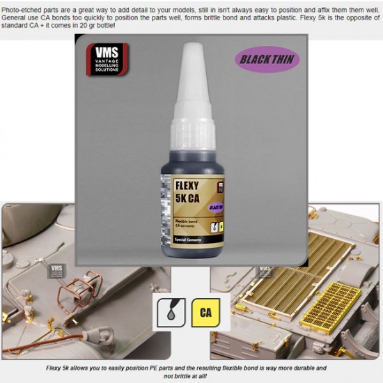 FLEXY 5K CA BLACK THIN Contact Adhesive for Photo-etched (20g dropper bottle) FLEXY 5K CA BLACK THIN Contact Adhesive for Photo-etched (20g dropper bottle)