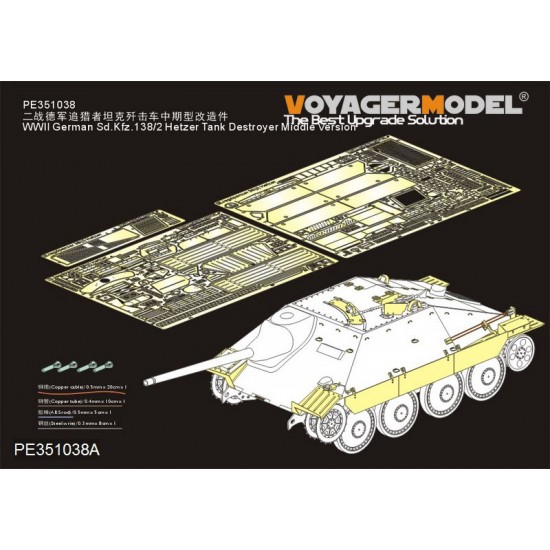 1/35 WWII German SdKfz.138/2 Hetzer Middle Detail Set for Dragon kits #6037/6066/9148 1/35 WWII German SdKfz.138/2 Hetzer Middle Detail Set for Dragon kits #6037/6066/9148