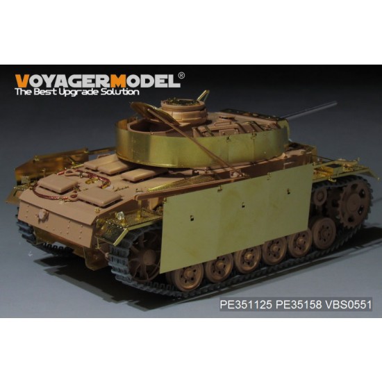 1/35 WWII German PzKPfw.III Ausf.J w/Side Skirts Basic Detail Set for Rye Field Model #5070 1/35 WWII German PzKPfw.III Ausf.J w/Side Skirts Basic Detail Set for Rye Field Model #5070