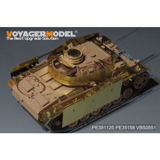 1/35 WWII German PzKPfw.III Ausf.J w/Side Skirts Basic Detail Set for Rye Field Model #5070 1/35 WWII German PzKPfw.III Ausf.J w/Side Skirts Basic Detail Set for Rye Field Model #5070