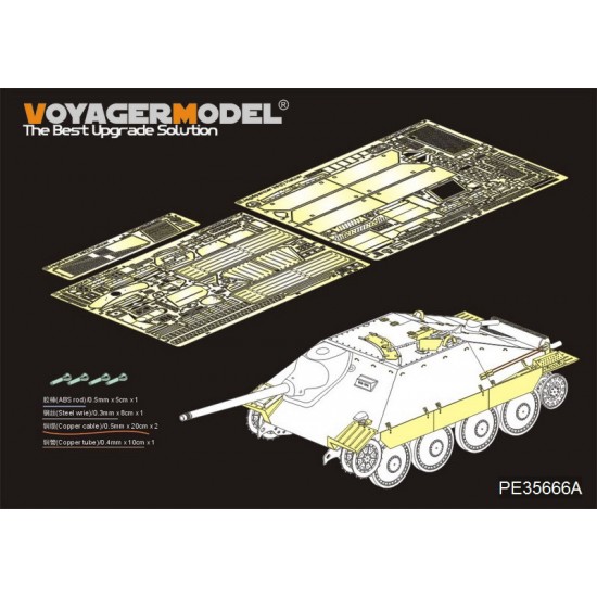 1/35 WWII German Hetzer Tank Destroyer Detail Set w/Gun Barrel for Dragon #6030 