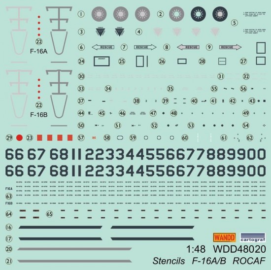 1/48 ROCAF F-16A/B Stencils & Markings Decal 1/48 ROCAF F-16A/B Stencils & Markings Decal