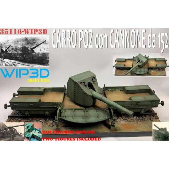 1/35 Poz Car with 152/40 Cannon and 2 Figures 1/35 Poz Car with 152/40 Cannon and 2 Figures