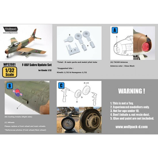 1/32 North American F-86 Sabre Update Detail set for Kinetic kits 1/32 North American F-86 Sabre Update Detail set for Kinetic kits