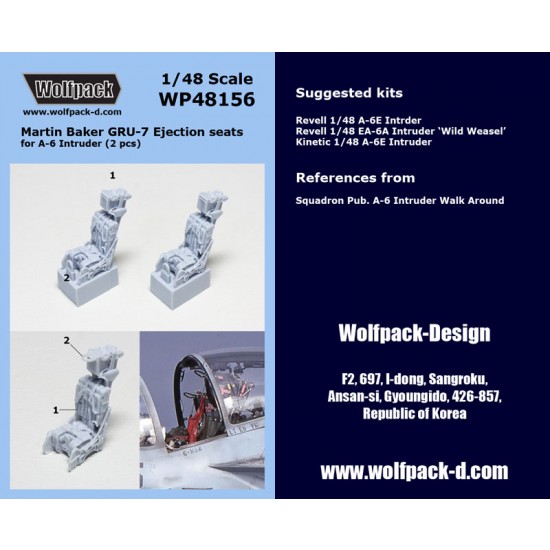 1/48 Martin Baker GRU-7 Ejection Seats 2pcs for Grumman A-6 Intruder &EA-6B Prowler 1/48 Martin Baker GRU-7 Ejection Seats 2pcs for Grumman A-6 Intruder &EA-6B Prowler