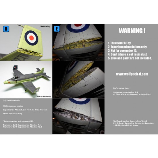 1/48 Supermarine Attacker Folded Wing Set for Trumpeter kit (4 Resin Parts) 1/48 Supermarine Attacker Folded Wing Set for Trumpeter kit (4 Resin Parts)