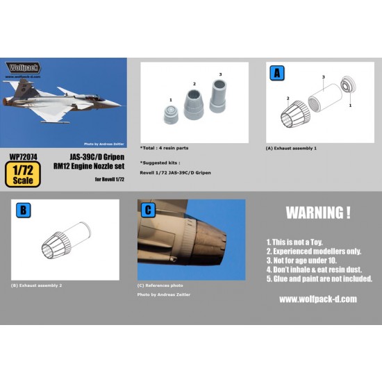 1/72 Saab JAS-39C/D Gripen RM12 Engine Nozzle Set for Revell kit 1/72 Saab JAS-39C/D Gripen RM12 Engine Nozzle Set for Revell kit