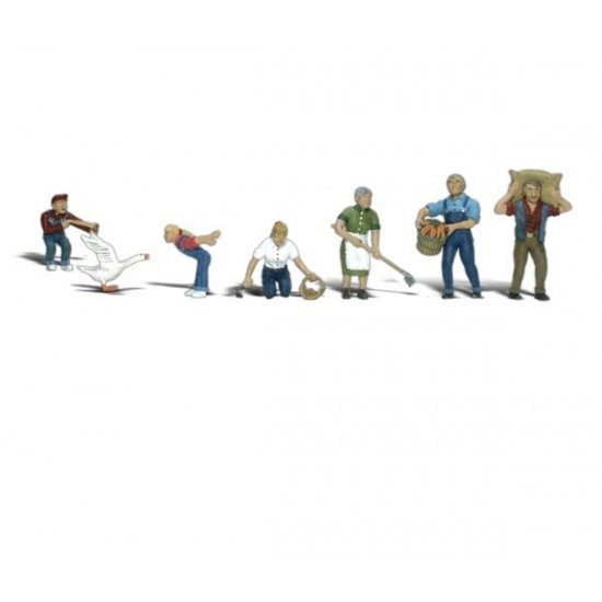 HO Scale Farm People (6 farmers & 1 goose) HO Scale Farm People (6 farmers & 1 goose)