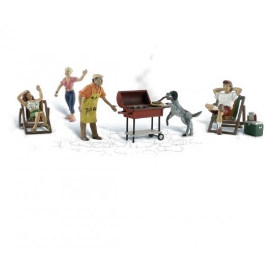 HO Scale Backyard Barbeque Figures Set HO Scale Backyard Barbeque Figures Set