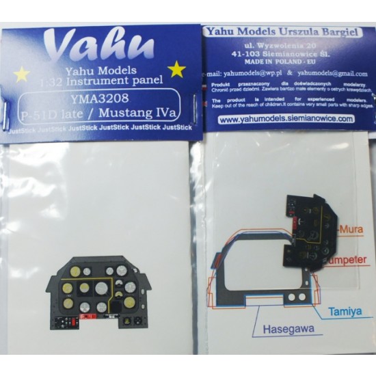 1/32 P-51D Mustang Late / P-51 Mustang Mk.IVa Instrument Panel for Tamiya 1/32 P-51D Mustang Late / P-51 Mustang Mk.IVa Instrument Panel for Tamiya