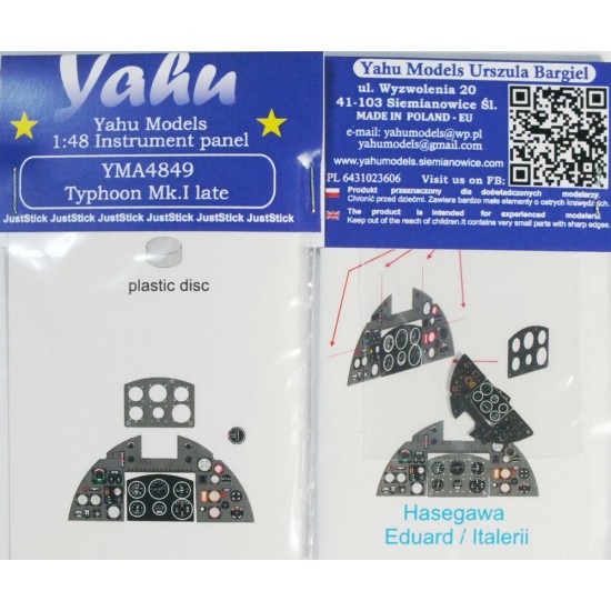 1/48 Hawker Typhoon Mk.I Late Instrument Panel for Eduard/Hasegawa/Italeri kit 1/48 Hawker Typhoon Mk.I Late Instrument Panel for Eduard/Hasegawa/Italeri kit