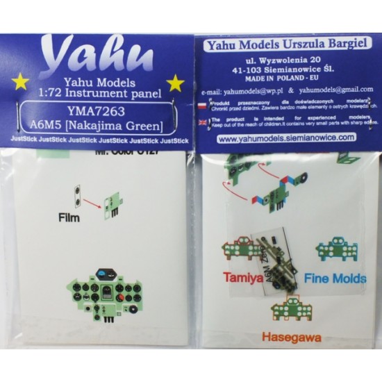 1/72 A6M5 Zero (Nakajima Green) Instrument Panel for Airfix/Hasegawa/Tamiya 1/72 A6M5 Zero (Nakajima Green) Instrument Panel for Airfix/Hasegawa/Tamiya
