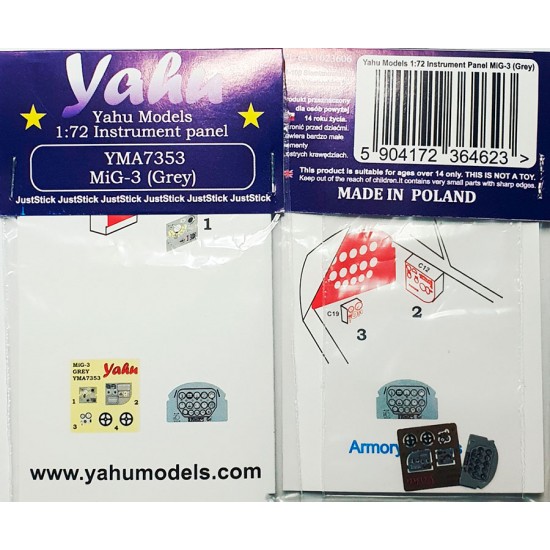 1/72 MiG-3 Early (Grey) Instrument Panel for Armory kits 1/72 MiG-3 Early (Grey) Instrument Panel for Armory kits
