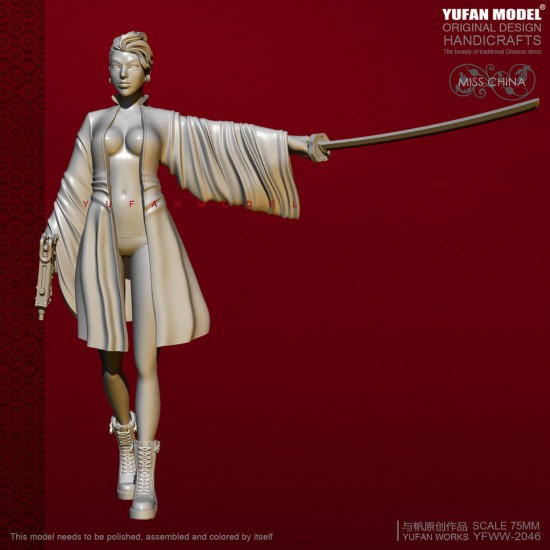 75mm Scale Miss China Girl in Silk Clothing w/Katana 75mm Scale Miss China Girl in Silk Clothing w/Katana