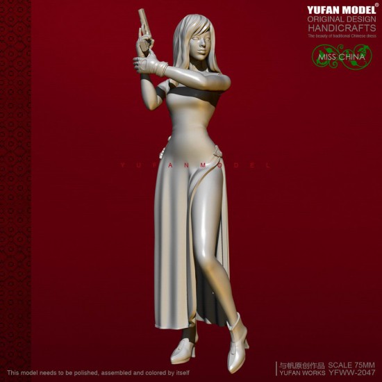 75mm Scale Miss China Cheongsam Girl w/Pistol 75mm Scale Miss China Cheongsam Girl w/Pistol