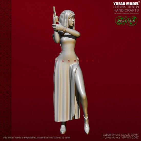 75mm Scale Miss China Cheongsam Girl w/Pistol 75mm Scale Miss China Cheongsam Girl w/Pistol