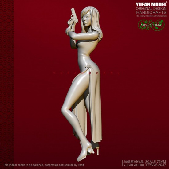 75mm Scale Miss China Cheongsam Girl w/Pistol 75mm Scale Miss China Cheongsam Girl w/Pistol