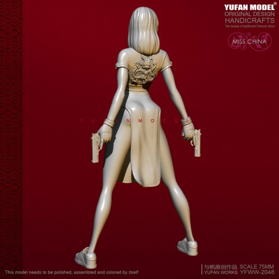 75mm Scale Miss China Cheongsam Girl w/2 Pistols 75mm Scale Miss China Cheongsam Girl w/2 Pistols