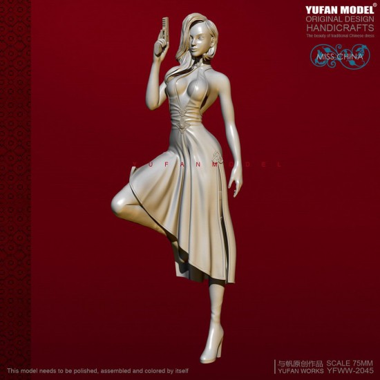 75mm Scale Miss China Cheongsam Girl w/Pistol 75mm Scale Miss China Cheongsam Girl w/Pistol