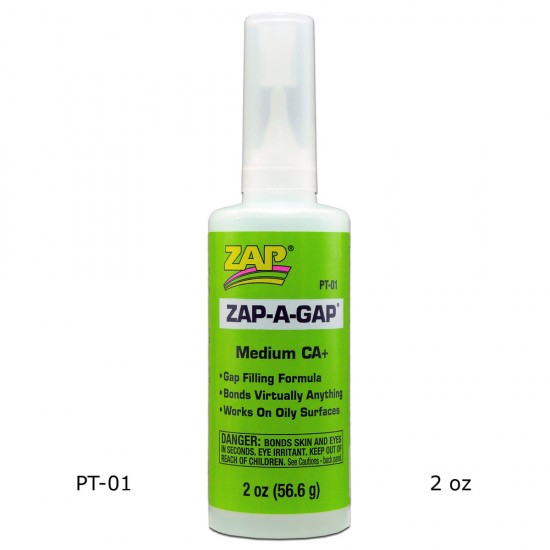 Zap-A-Gap CA+ Super Glue Medium Viscosity (2 oz / 56.6 g) Zap-A-Gap CA+ Super Glue Medium Viscosity (2 oz / 56.6 g)