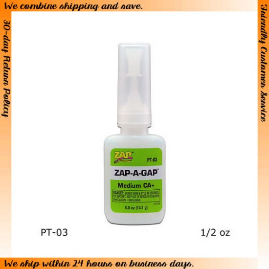 ZAP-A-GAP CA+ Super Glue Medium Viscosity (0.5oz / 14.1g) ZAP-A-GAP CA+ Super Glue Medium Viscosity (0.5oz / 14.1g)