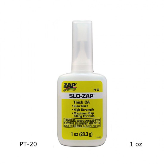 Slo-Zap CA Super Glue Thick Viscosity (1 oz / 28.3 g) Slo-Zap CA Super Glue Thick Viscosity (1 oz / 28.3 g)