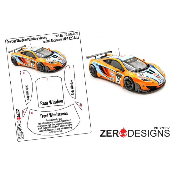 1/24 McLaren MP4-12C GT3 Window Pre-Cut Painting Masks for Fujimi kits 1/24 McLaren MP4-12C GT3 Window Pre-Cut Painting Masks for Fujimi kits