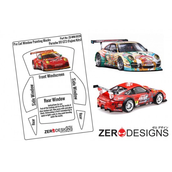 1/24 Porsche 911 GT3 Window Pre-Cut Painting Masks for Fujimi kits 1/24 Porsche 911 GT3 Window Pre-Cut Painting Masks for Fujimi kits