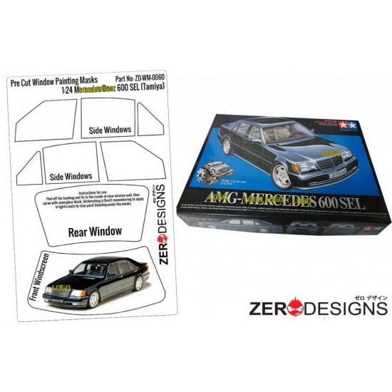 1/24 Mercedes Benz 600SEL Coupe Pre Cut Window Painting Masks for Tamiya kits 1/24 Mercedes Benz 600SEL Coupe Pre Cut Window Painting Masks for Tamiya kits