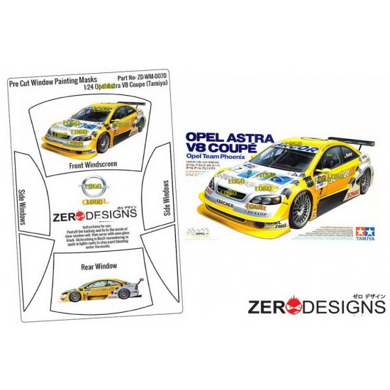 1/24 Opel Astra V8 Coupe Pre Cut Window Painting Masks for Tamiya kits