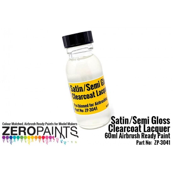 Satin (Semi Gloss) Clearcoat Lacquer 60ml (PreThinned for Airbrushing) Satin (Semi Gloss) Clearcoat Lacquer 60ml (PreThinned for Airbrushing)