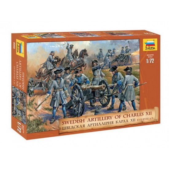1/72 Swedish Artillery of Charles XII (5 cannons, 37 figures)