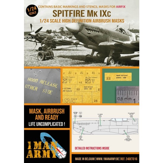 1/24 Supermarine Spitfire Mk IXc 1/24 Airbrush Paint Masking for Airfix kits