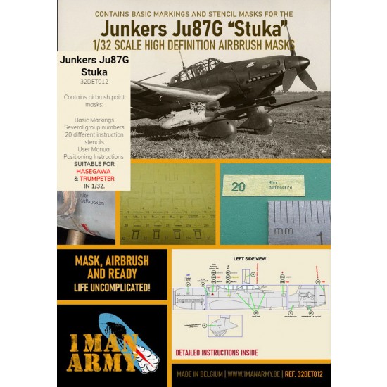 1/32 Junkers Ju 87G Stuka Airbrush Paint Masking for Hasegawa/Trumpeter kits