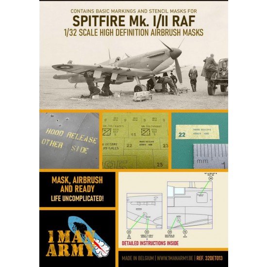 1/32 RAF Supermarine Spitfire MK II 41/42 Airbrush Paint Masking