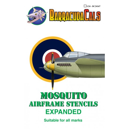 1/24 de Havilland Mosquito Airframe Stencils - Expanded