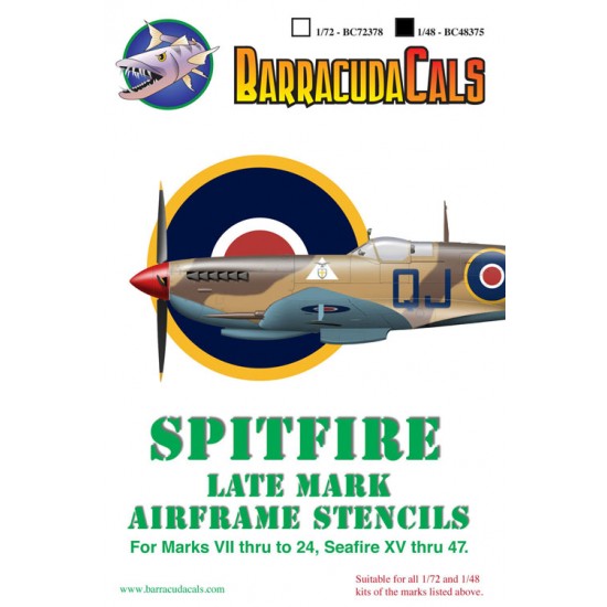 Decals for 1/48 Spitfire Later Marks Airframe Stencils