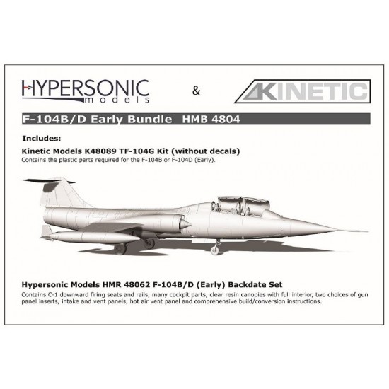 1/48 F-104B/D Early Bundle: Hypersonic Conversion set (HMR 48062) and Kinetic TF-104G kit