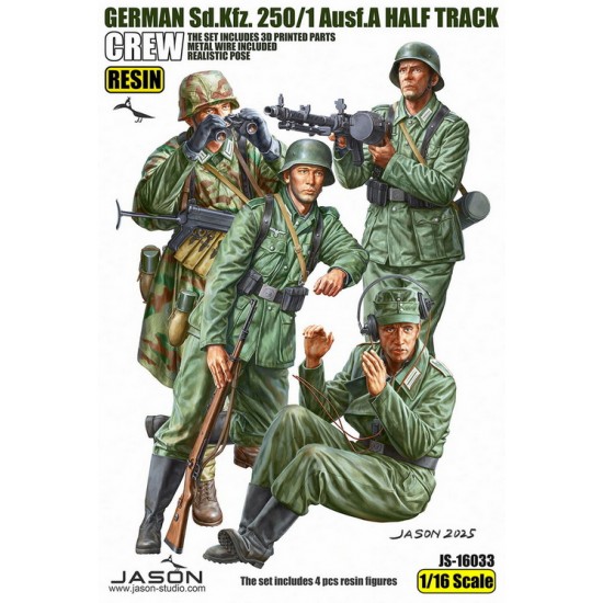 1/16 German Sd.Kfz. 250/1 Ausf.A Half Track Crews (4 figures) for Das Werk #16018