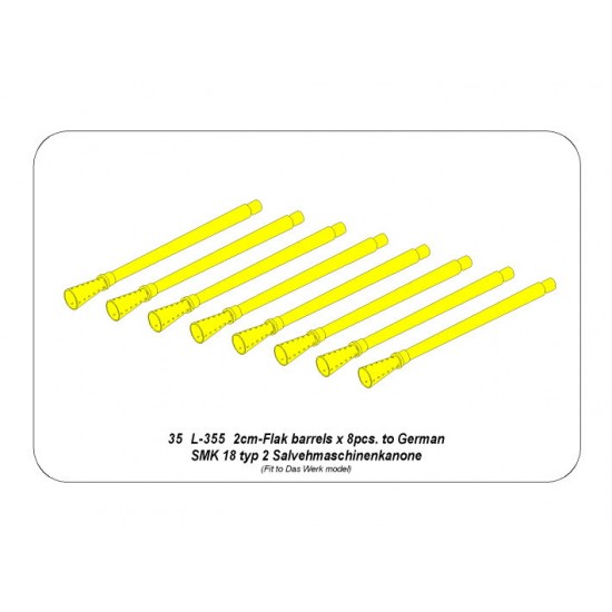 1/35 SMK 18 Typ 2 Salvehmaschinenkanone 2cm-Flak Barrels (8pcs)