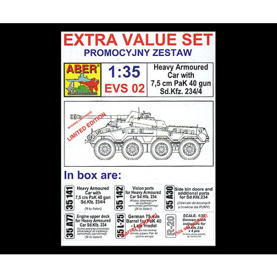 1/35 SdKfz.234/4 Heavy Armoured Car with 7.5cm PaK40 Gun Detail Set for Italeri kits